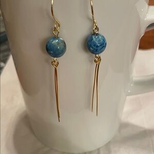 Elegant Blue and Gold Dangle Earrings